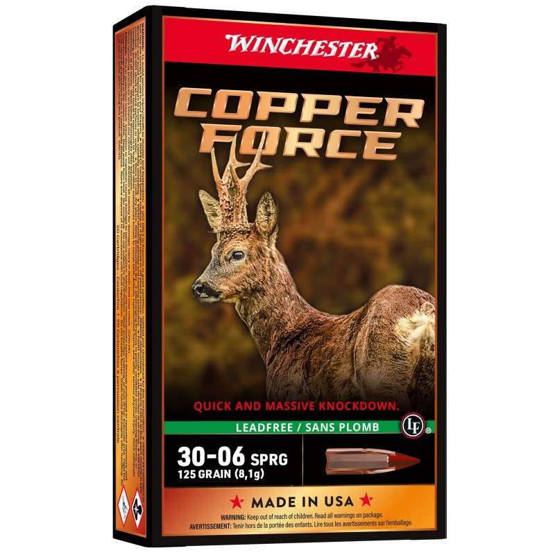 Cartouche Winchester 30-06 Sprg Copper Force 125 gr Boîte de 20