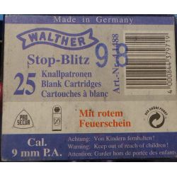 DESTOCKAGE Cartouches à blanc Walther Stop Blitz cal. 9 mm PAK - Boite de  25 unités