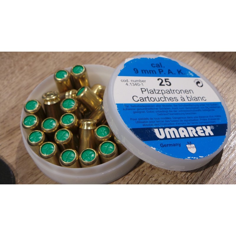 CARTOUCHES UMAREX 9MM PISTOLET BLANC - Boite de 25 unités