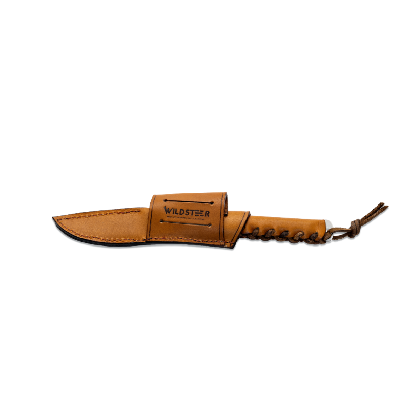 Couteau Wildsteer Baby Wild Cuir Gold - Lame 9 cm Acier 14C28N