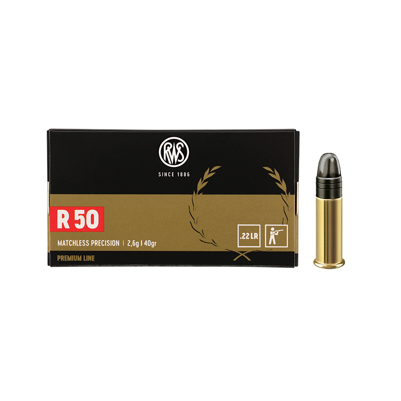 Cartouches RWS R50 Premium Line Calibre 22LR - Boite de 50 unités
