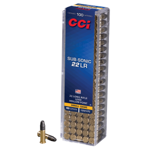Cartouches CCI 22LR Subsonic HP 40 Grains Boîte 100