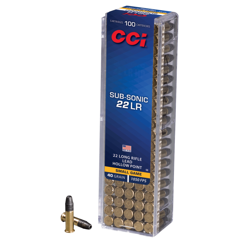 Cartouches CCI 22LR Subsonic HP 40 Grains Boîte 100