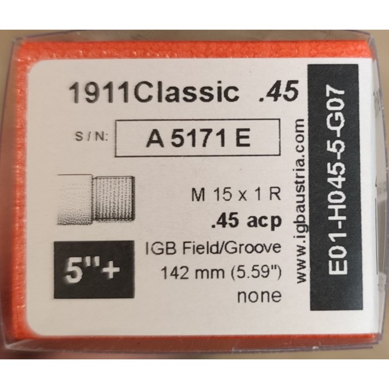 Canon pistolet 1911 cal. 45 ACP 142 mm  fileté M15x1R / IGB AUSTRIA