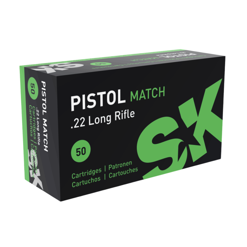 Cartouches SK PISTOL MATCH - Calibre 22LR - Boite de 50 unités