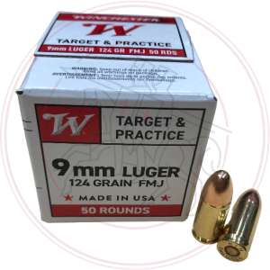 CARTOUCHES WINCHESTER TARGET & PRACTICE FMJ CAL: 9mm luger 9x19mm