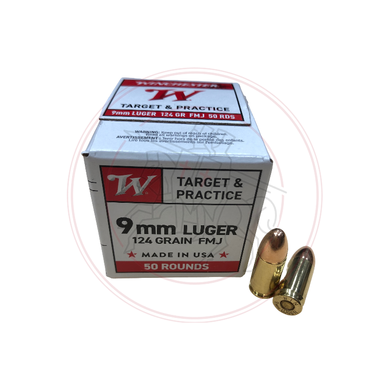 CARTOUCHES WINCHESTER TARGET & PRACTICE FMJ CAL: 9mm luger 9x19mm