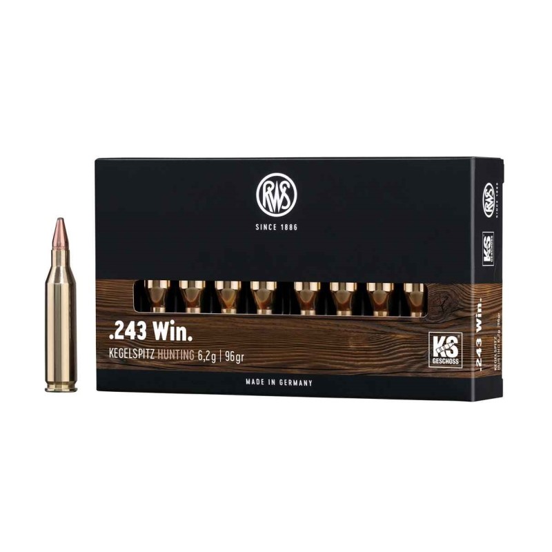 Cartouches RWS .243 KEGELSPITZ HUNTING 6,2g / 96gr
