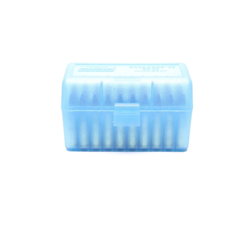 Boite de rangement MTM - RM - Cal: 243/308/6,5Creed - BLEU TRANSPARENT
