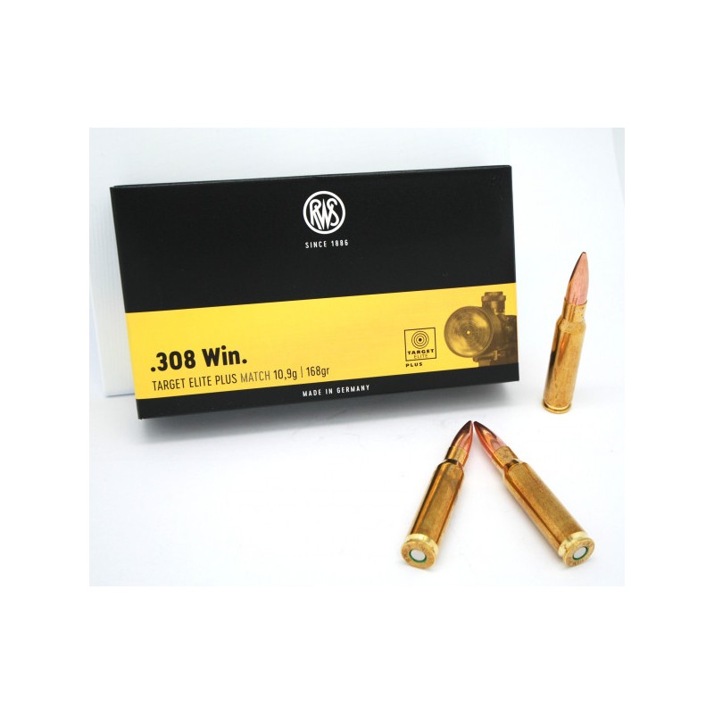 Cartouches RWS .308 TARGET ELITE PLUS MATCH 10,9g / 168gr