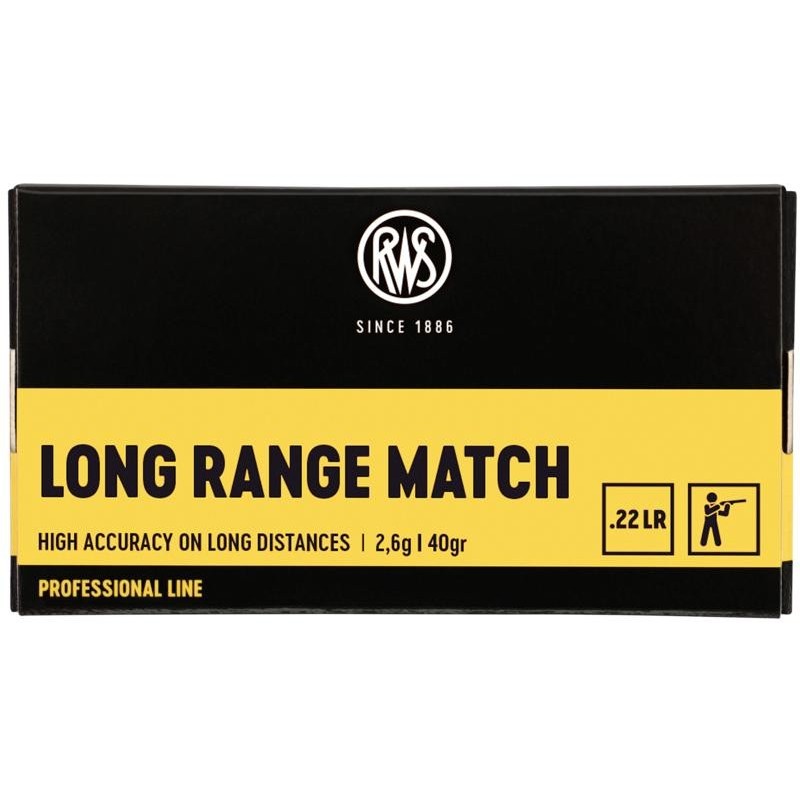 Cartouches RWS LONG RANGE MATCH Calibre 22LR - Boite de 50 unités