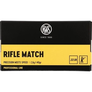 Cartouches RWS RIFLE MATCH - Cal: 22LR - 40 Gr - Boite de 50 unités