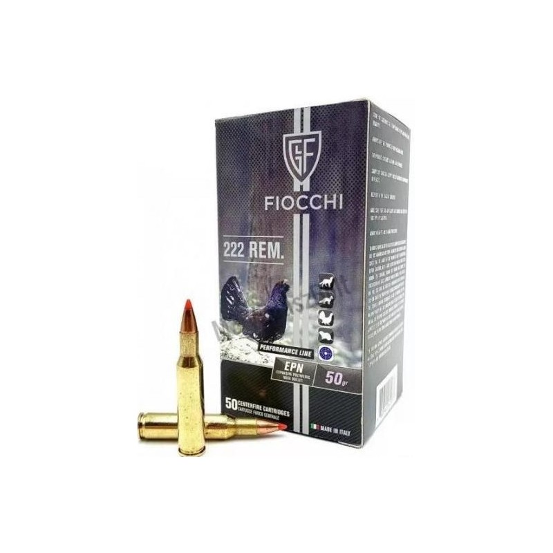 Cartouches Fiocchi .222 Rem EPN 50gr Boîte de 50 - Chasse & Tir