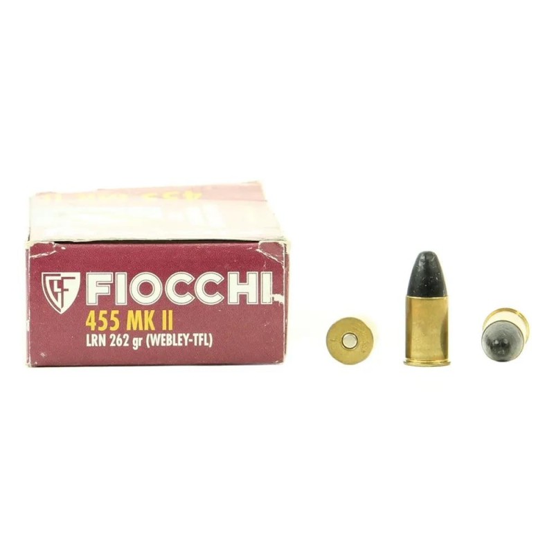 Munitions Fiocchi .455 Webley Mk II 262gr LRN Boîte de 50