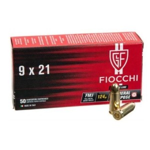 Munitions FIOCCHI 9X21 FMJ 124gr