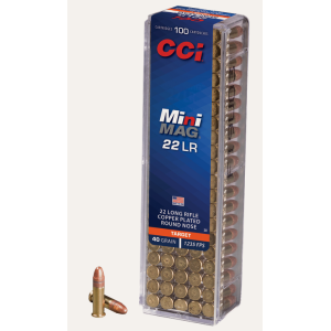 Cartouches CCI MINIMAG Calibre 22LR - 40gr - RN - Cuivrée- X100