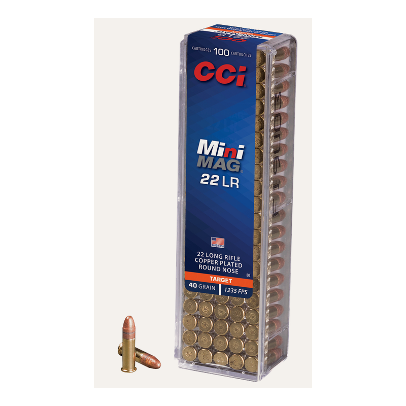 Cartouches CCI MINIMAG Calibre 22LR - 40gr - RN - Cuivrée- X100