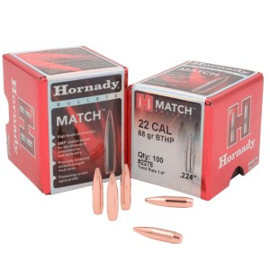 Ogives HORNADY .224 68grs BTHP -Boite de 100 unités