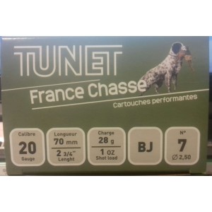 Cartouches TUNET FRANCE CHASSE Cal. 20/70 28G - N°7