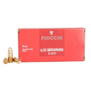 Cartouches Fiocchi 6.35mm Browning 50gr FMJ - Boîte 50 unités