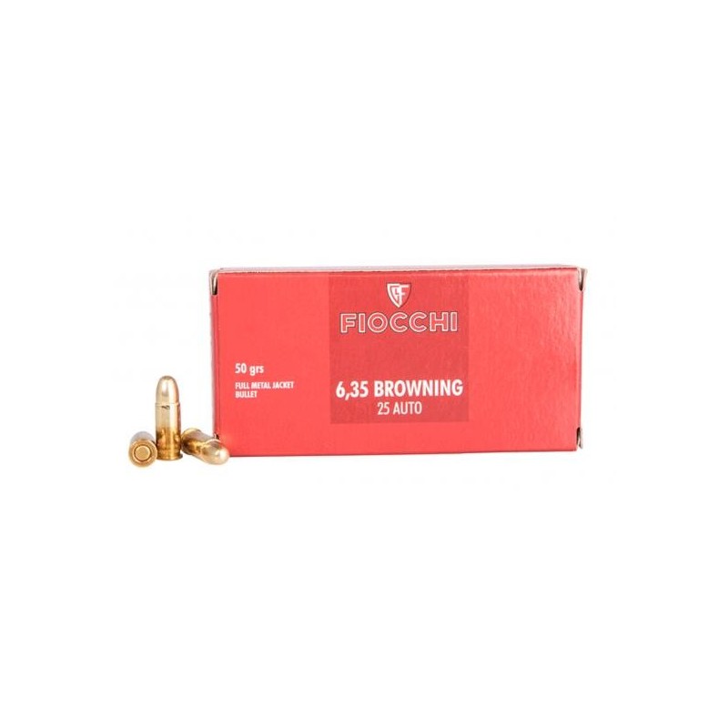 Cartouches Fiocchi 6.35mm Browning 50gr FMJ - Boîte 50 unités
