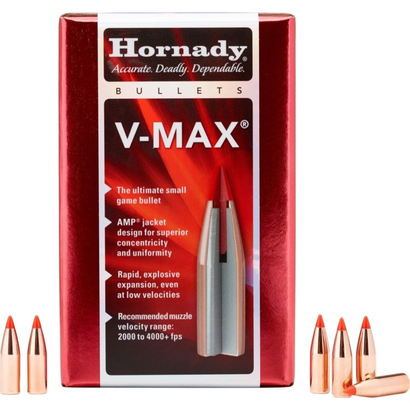 Ogives HORNADY V-MAX - Cal: .224 - 53grs - Boite de 100 unités