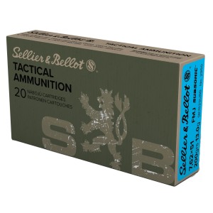 Cartouches Sellier & Bellot 308 win (7,62x51) SUBSONIC - FMJ - 200grs