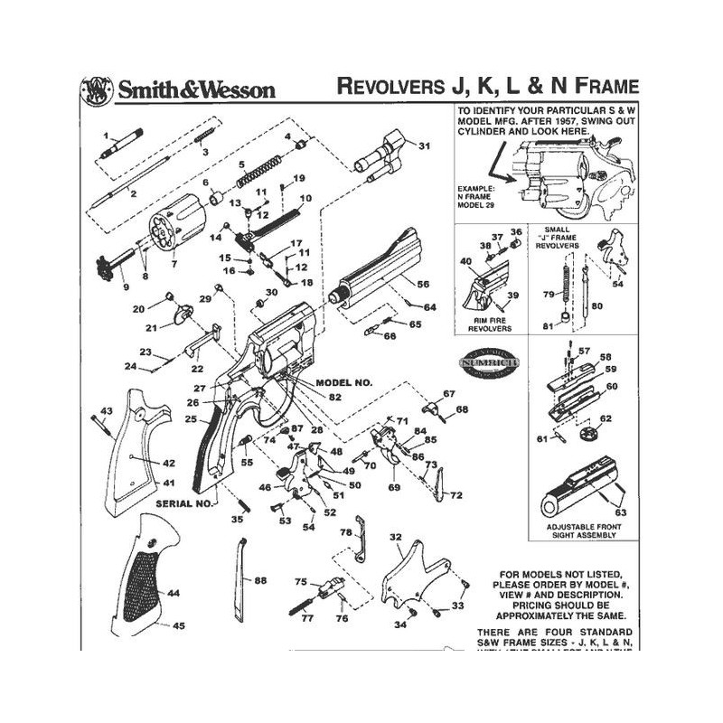PIÈCE SMITH & WESSON MOD 28 - N FRAME - ELEMENTS DU VERROU DE BARILLET