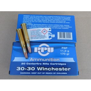 Cartouches PPU Calibre 30-30 WINCHESTER FSP 170grs - Boite de 20 unités
