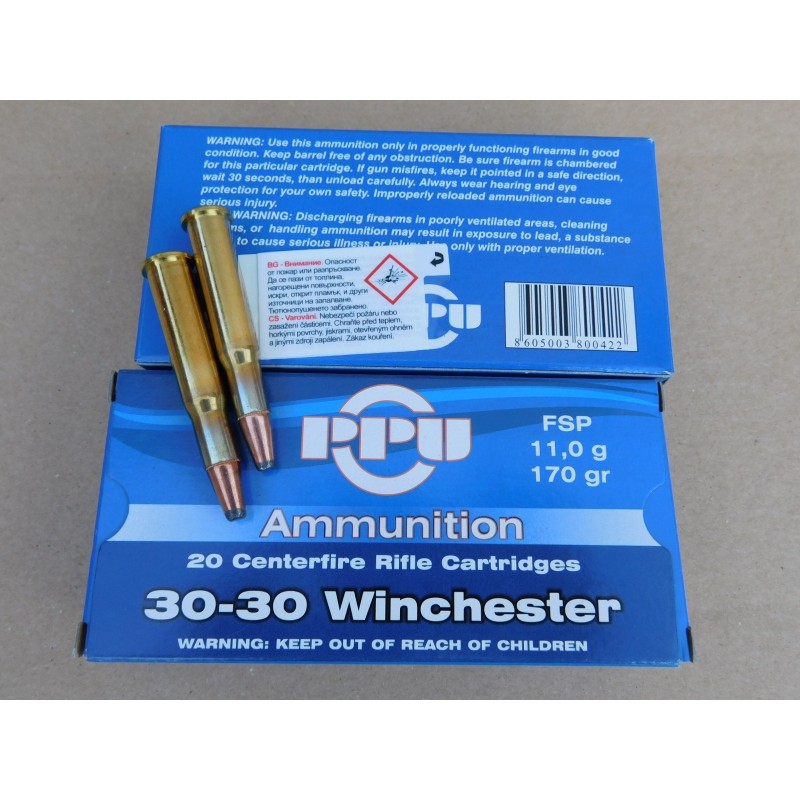 Cartouches PPU Calibre 30-30 WINCHESTER FSP 170grs - Boite de 20 unités