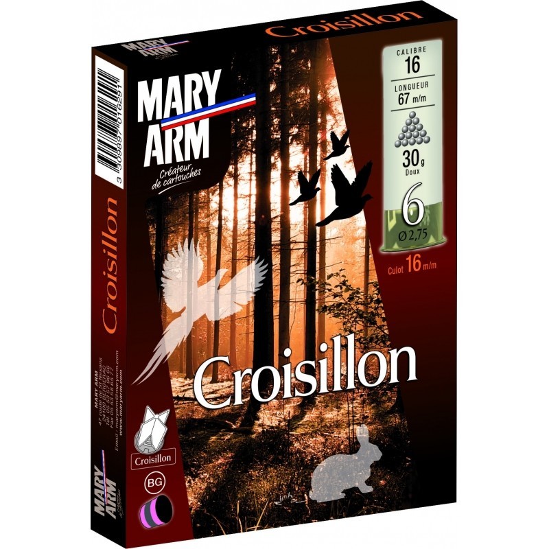 Cartouches MARY ARM CROISILLON - Cal:16/67 - 30Grs - BG - Plomb DOUX
