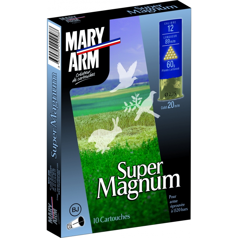 Cartouches MARY ARM SUPER MAGNUM - Cal 12/89 60gr N°2 X10