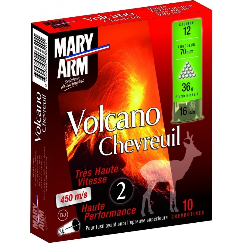 Cartouches MARY ARM VOLCANO CHEVREUIL 36 HP - Cal 12/70 36gr N°2 BJ X1