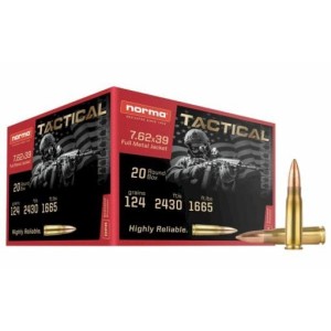 Cartouches NORMA 7.62x39 FMJ 124gr
