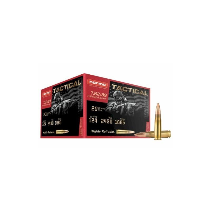 Cartouches NORMA 7.62x39 FMJ 124gr