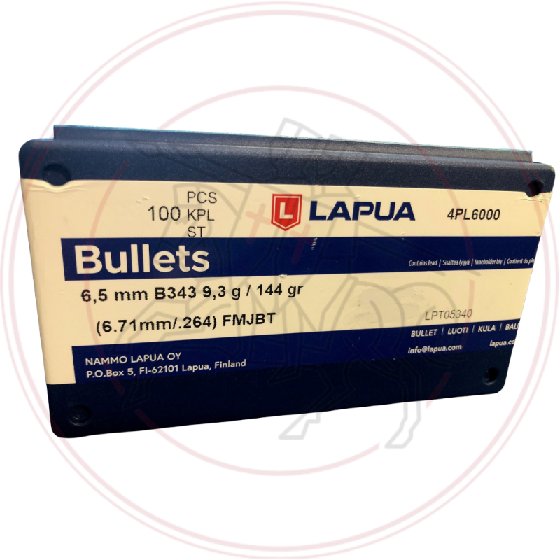 Ogives LAPUA FMJBT D343 - Cal: 6,5 (.264")  - 144GR (9,3gr) BOITE