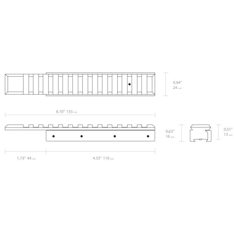 HAWKE ADAPTATEUR 1 PIECE: 9-11mm / 3 ⁄ 8 " Dovetail vers Weaver / Pica