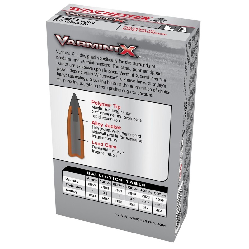 Winchester Varmint-X .243 Win 58 gr Boîte 20