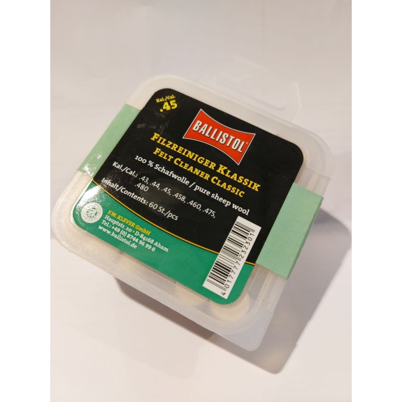 Tampon de nettoyage BALLISTOL Feutre Classique Cal. 45 - 60 Pcs
