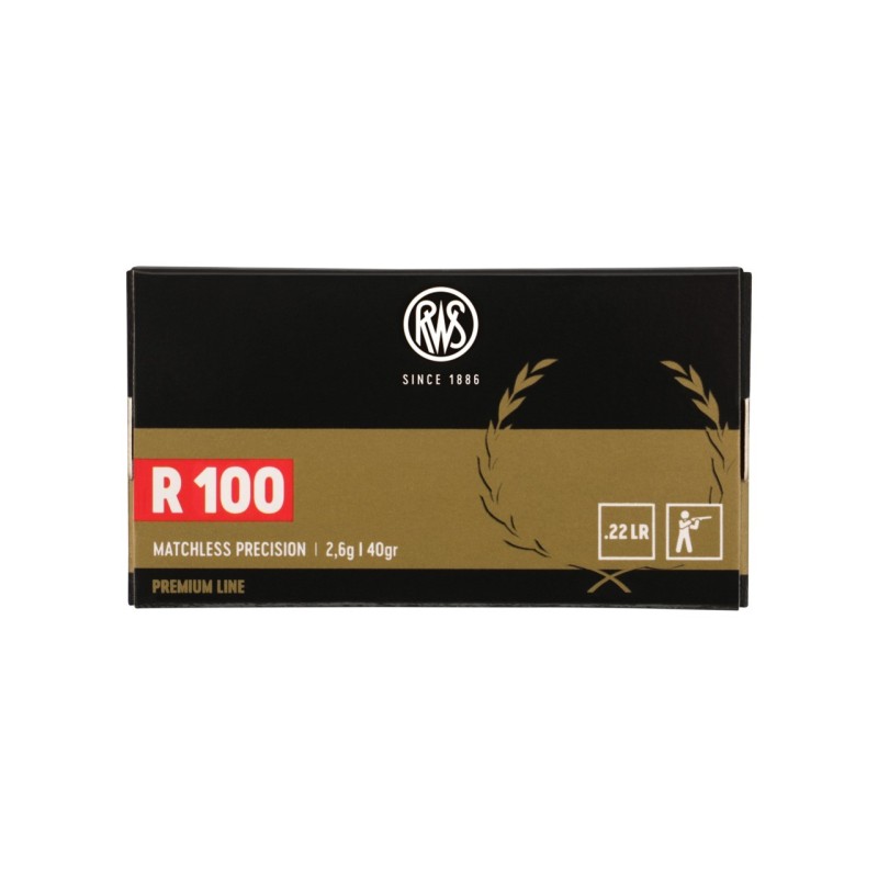 Cartouches RWS R100 Premium Line Calibre 22LR - Boite de 50 unités