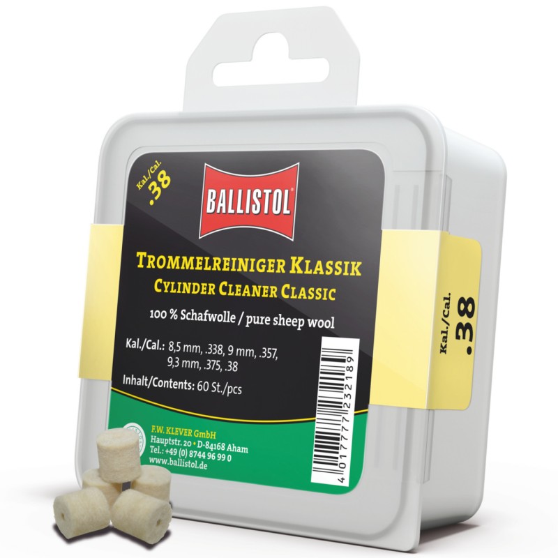 Tampon de nettoyage BALLISTOL Feutre Classique Cal. 38 - 60 Pcs