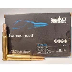 Cartouches SAKO HAMMERHEAD 8X57 IRS (JRS)  Soft Point 200grs 201F - Boîte de 20 unités