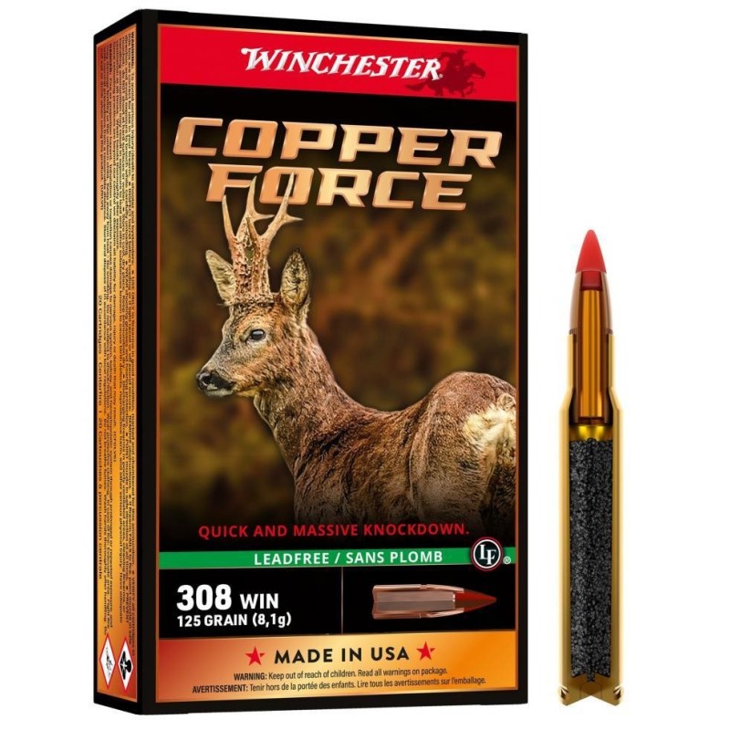Cartouches Winchester 308 Win Copper Force 125 gr