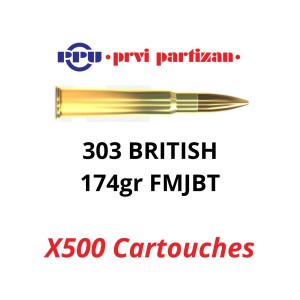 Cartouches 303 British FMJBT 174gr PPU lot de 500 cartouches