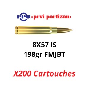 Cartouches 8x57 IS FMJBT 198gr PPU sachet de 200 cartouches