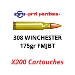 200 Cartouches 308 Win FMJBT 175gr PPU