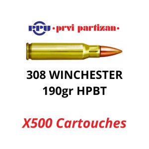 PPU 308 Winchester 190gr HP-BT par 500