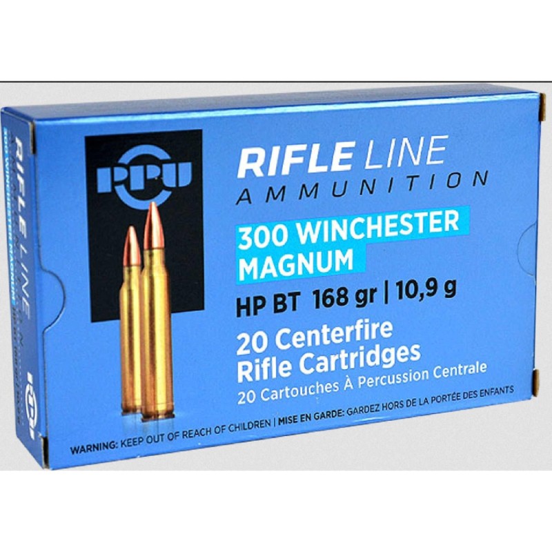 Cartouches 300 Win Mag HPBT 168gr PPU