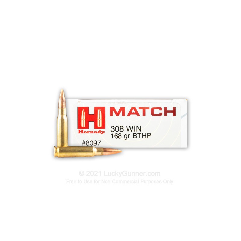 CARTOUCHES HORNADY BTHP MATCH CAL: 308 WINCHESTER 168GRS par 20