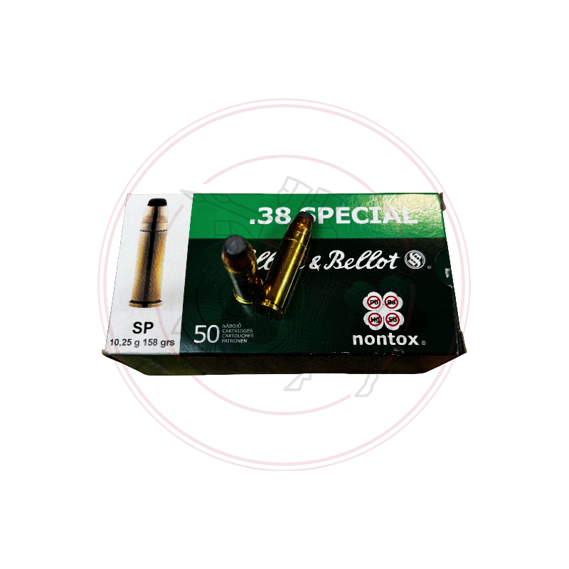 Cartouches SELLIER & BELLOT NONTOX  SP Cal:38 Spécial 158grs PAR 50